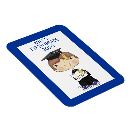 小さな大学院生の男の子の茶色の髪 マグネット (右側)