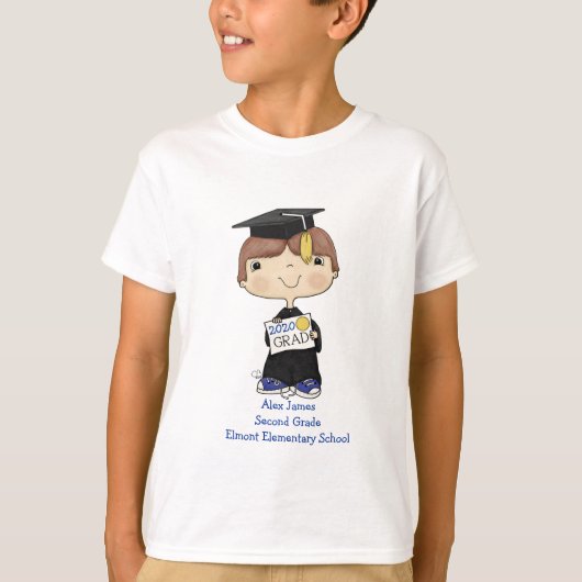 小さな大学院生の男の子の茶色の髪 Tシャツ (正面)