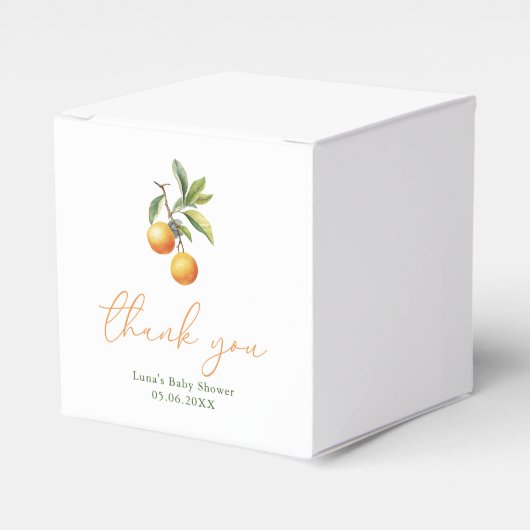 小さな天使がやってくる オレンジのベイビーシャワーパーティー フェイバーボックス (正面サイド)