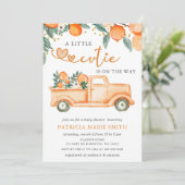 小さな天使がやってくる オレンジのベイビーシャワー 招待状 (スタンド正面)