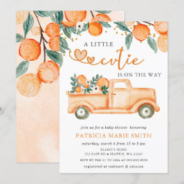 小さな天使がやってくる オレンジのベイビーシャワー 招待状
