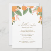 小さな天使がやってくる！シンプルでエレガントなオレンジ色のベイビーシャワーのお知らせ 招待状 (正面)