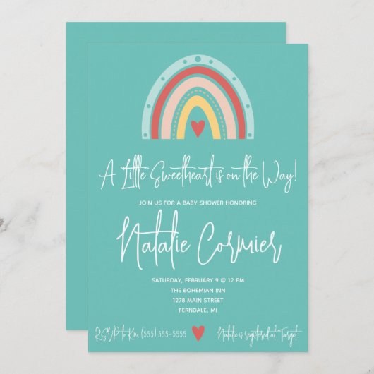 小さな天使がやってくる！ベイビーシャワー 招待状 (正面/裏面)