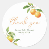 小さな天使がやってくる！ベビーシャワーのお礼ステッカー ラウンドシール (正面)
