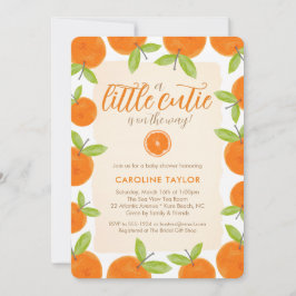 小さな天使がやってくる 柑橘オレンジのベビーシャワー 招待状