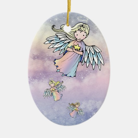 小さな天使のクリスマスオーナメント セラミックオーナメント (正面)