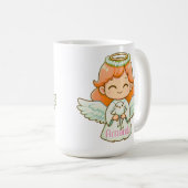 小さな天使の女の子と鳥 コーヒーマグカップ (正面右)