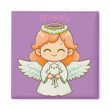 小さな天使の女の子と鳥