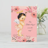 小さな天使の水の色の花ベビーシャワー 招待状 (スタンド正面)