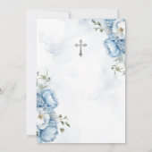 小さな天使の花 ダスティーブルー シルバー 男の子 洗礼 招待状 (裏面)