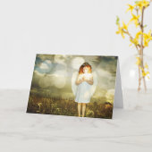 小さな天使の誕生日カード カード (黄色い花)