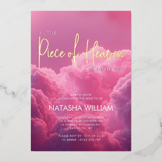 小さな天国がやってくる 夢のような魔法の世界 箔招待状 (正面)