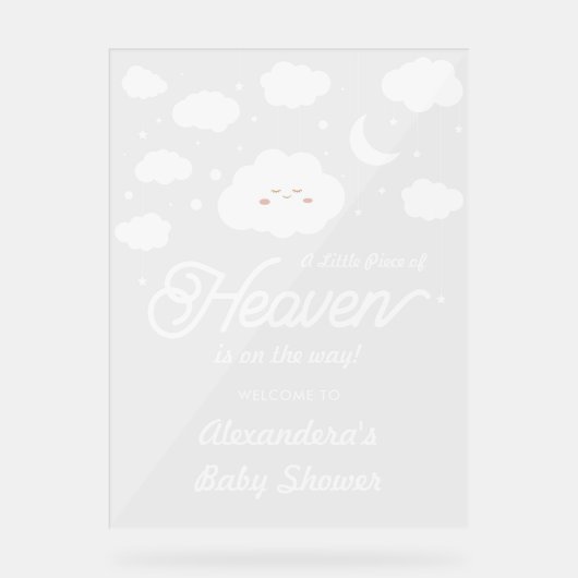 小さな天国が赤ちゃんシャワーを送った アクリルサイン (正面)