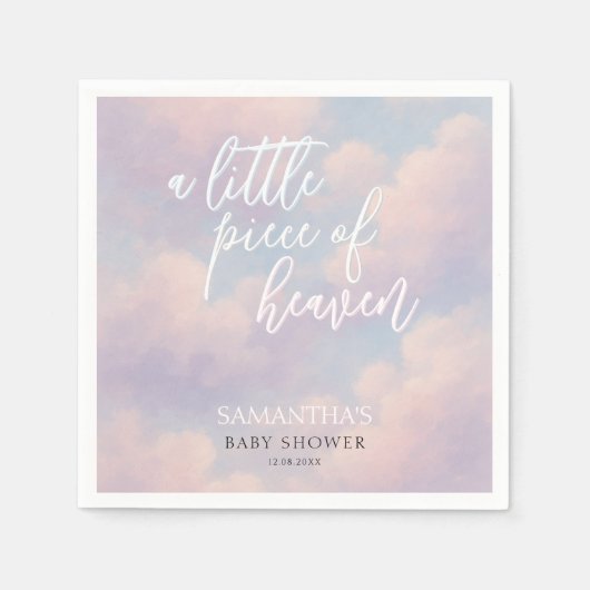 小さな天国の赤ちゃんシャワーのミニマリスト スタンダードカクテルナプキン (正面)