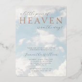 小さな天国の赤ちゃんシャワー夢見て 箔招待状 (正面)