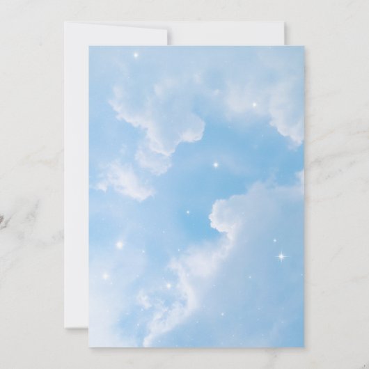 小さな天国の青い空の雲の男の子ベビーシャワー 招待状 (裏面)