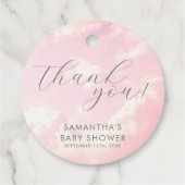 小さな天国ピンクの赤ちゃんシャワー夢見て フェイバータグ (裏面)