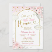 小さな天国ピンクの金ゴールド赤ちゃんシャワー 招待状 (正面)