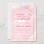 小さな天国ピンク曇り空の赤ちゃんシャワー 招待状 (正面)