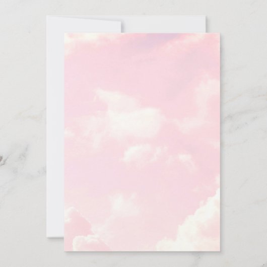 小さな天国ピンク曇り空の赤ちゃんシャワー 招待状 (裏面)