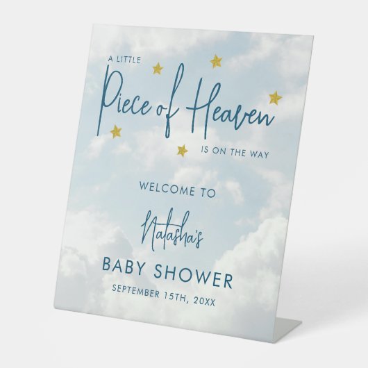 小さな天国曇り赤ちゃんシャワーへようこそ 台座サイン (正面)