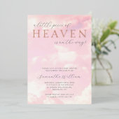 小さな天国雲の女の子の赤ちゃんシャワー 箔招待状 (立ち正面)