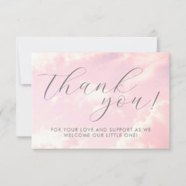小さな天国雲ピンクの赤ちゃんシャワー サンキューカード