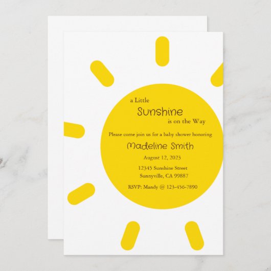 小さな太陽がやってくる お招き状、ベイビー 招待状 (正面/裏面)