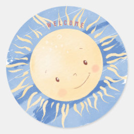 小さな太陽の光の空の赤パーソナライズされたちゃんシャワー ラウンドシール
