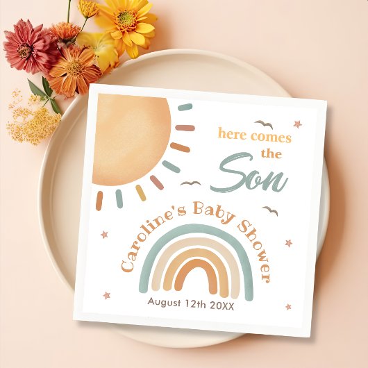 小さな太陽の赤ん来坊のシャワー スタンダードカクテルナプキン