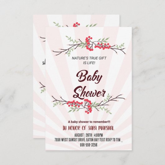 小さな奇跡の到来を祝って！ 招待状 (正面/裏面)