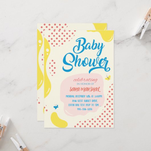 小さな奇跡の到来を祝って! 招待状 (正面/裏面インサイチュ)