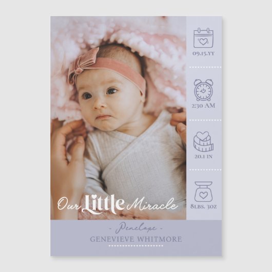 小さな奇跡の誕生 統計写真 赤ちゃん発表 (正面)