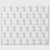 小さな女の子お洒落ドードルインワイルドフラワーズ ラッピングペーパー (フラット)