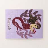 小さな女の子かわいい紫の人魚 ジグソーパズル (横)