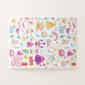 小さな女の子かわいらしプリンセス童話パターン ジグソーパズル (横)