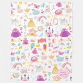 小さな女の子かわいらしプリンセス童話パターン フリースブランケット (正面)