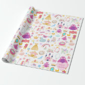 小さな女の子かわいらしプリンセス童話パターン ラッピングペーパー (アンロールド)