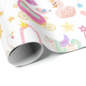 小さな女の子かわいらしプリンセス童話パターン ラッピングペーパー (ロールコーナー)