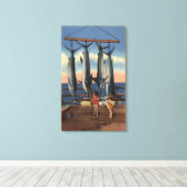 小さな女の子がカジキを見る キャンバスプリント (インサイチュ (ウッドフロア))