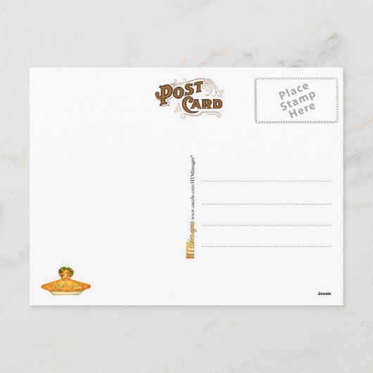 小さな女の子がクリスマスパイから飛び出す シーズンポストカード (裏面)