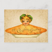 小さな女の子がクリスマスパイから飛び出す シーズンポストカード (正面)