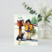 小さな女の子がクリスマス挨拶を送っている ポストカード (スタンド正面)