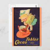 小さな女の子がホットチョコレートを作る ポストカード (正面/裏面)