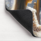 小さな女の子が花嫁を鏡で見ている マウスパッド (コーナー)