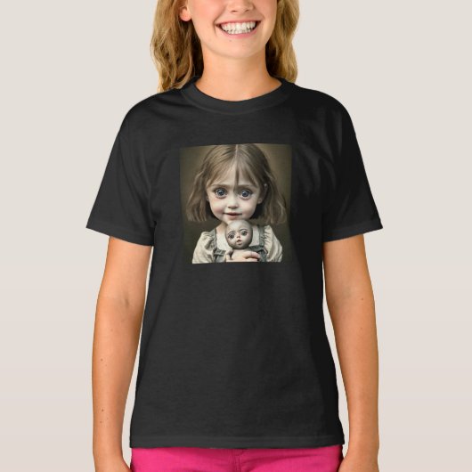 小さな女の子で目を見張るキッズハロウィーン Tシャツ (正面)