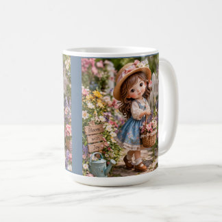 小さな女の子とお花畑 コーヒーマグカップ