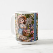 小さな女の子とお花畑 コーヒーマグカップ (正面左)