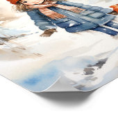 小さな女の子とその雪だるま ポスター (角)