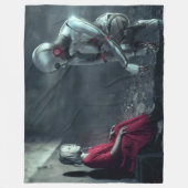 小さな女の子とアンドロイド フリースブランケット (正面)